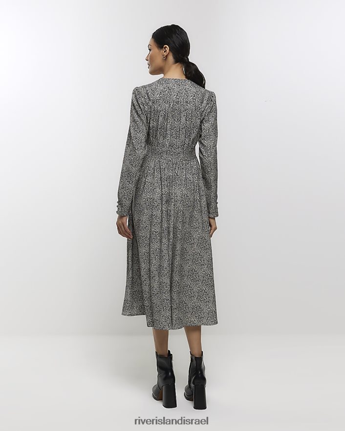 לבוש River Island שמלת מידי נדנדה בהדפס בעלי חיים בז' נשים BDZ4084216