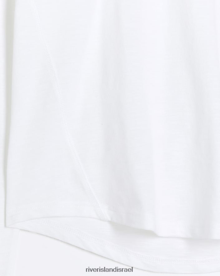 לבוש River Island טופ עם שרוולים ארוכים עם צווארון לבן נשים BDZ4084217