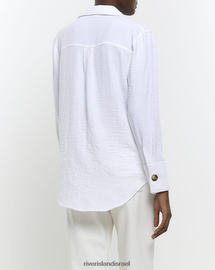 לבוש River Island חולצה עם שרוולים ארוכים עם מרקם קרם נשים BDZ408421