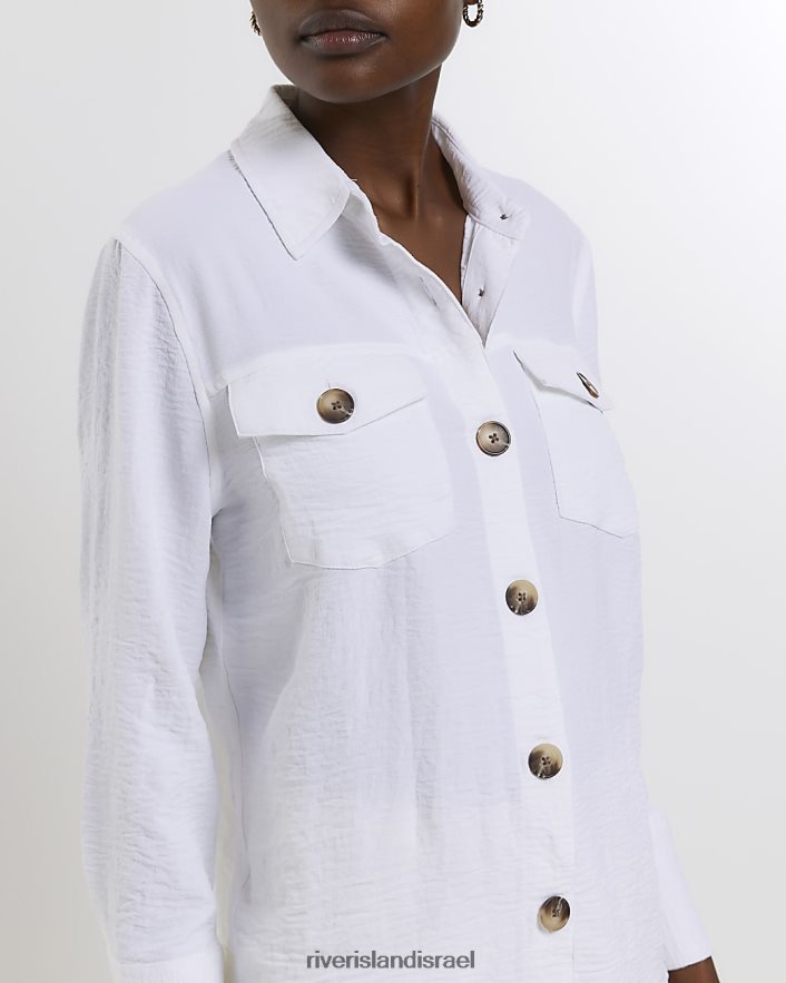 לבוש River Island חולצה עם שרוולים ארוכים עם מרקם קרם נשים BDZ408421