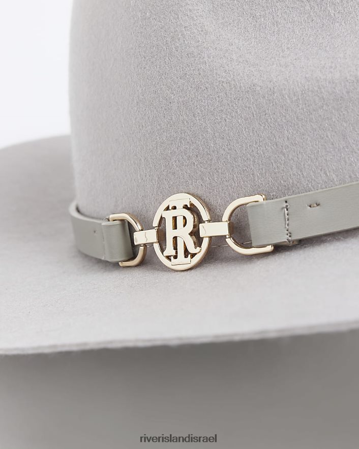 אביזרים River Island כובע פדורה בתערובת צמר אפור נשים BDZ4084227