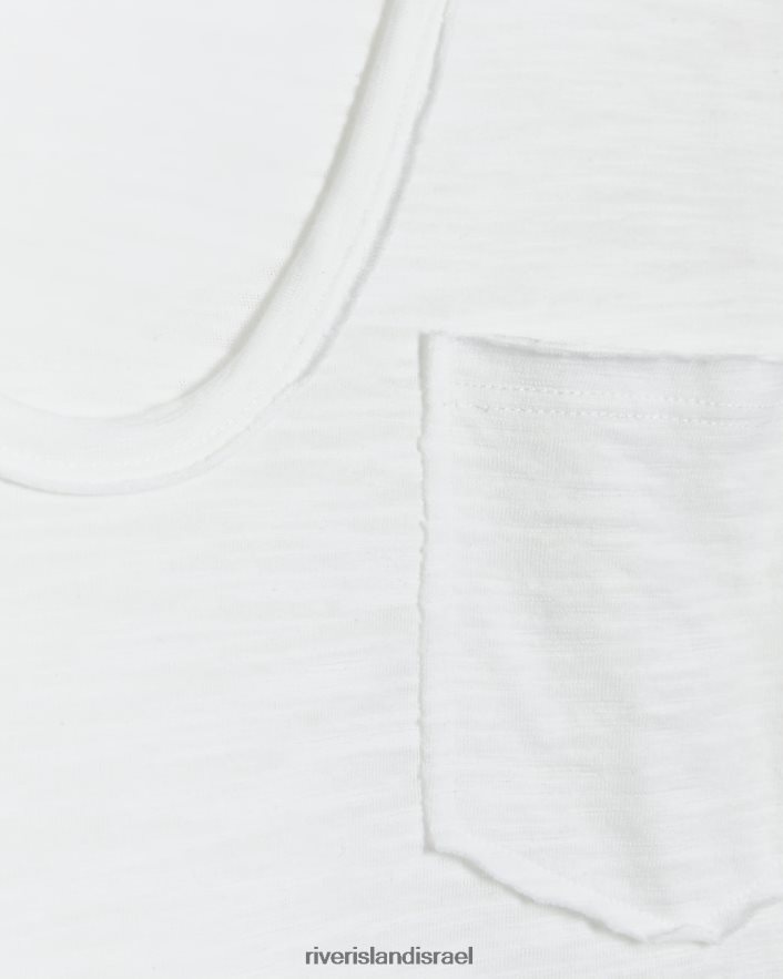 לבוש River Island חלק עליון עם שרוולים ארוכים בכיס לבן נשים BDZ4084234