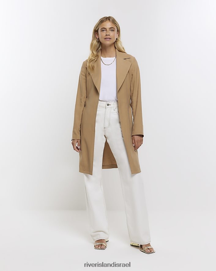לבוש River Island מעיל טרנץ' חגורה בז' נשים BDZ4084240