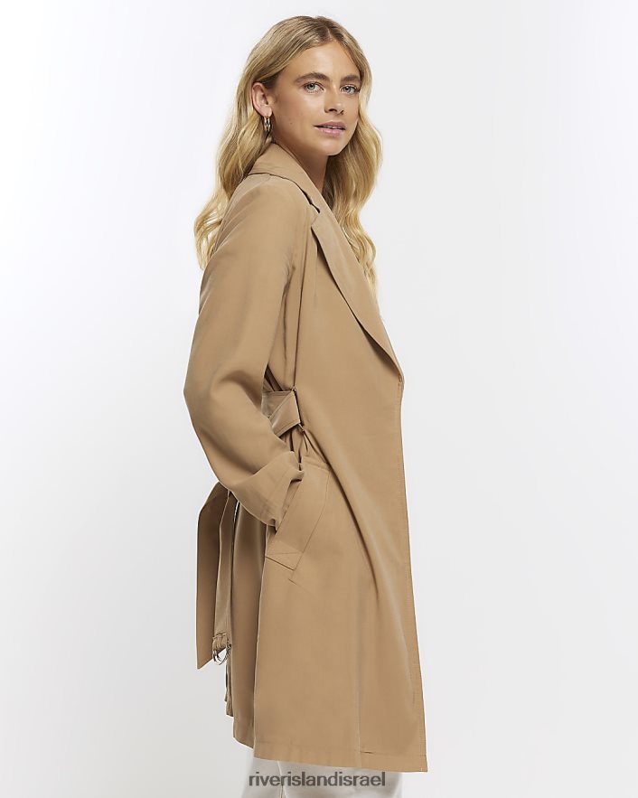 לבוש River Island מעיל טרנץ' חגורה בז' נשים BDZ4084240