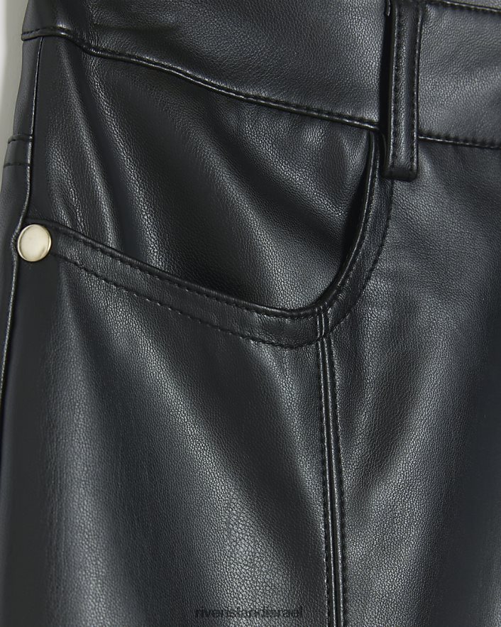 לבוש River Island מכנסיים ישרים מעור מלאכותי שָׁחוֹר נשים BDZ4084245