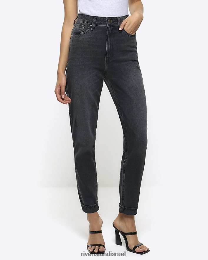 לבוש River Island ג'ינס אמא מותן גבוה שָׁחוֹר נשים BDZ4084247