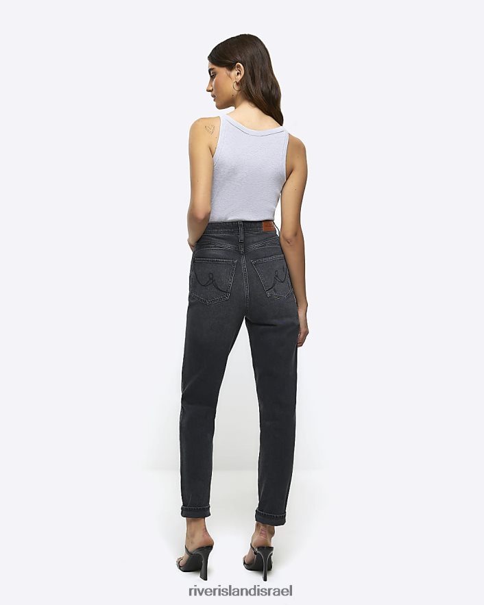 לבוש River Island ג'ינס אמא מותן גבוה שָׁחוֹר נשים BDZ4084247