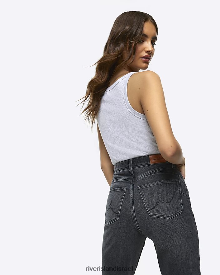 לבוש River Island ג'ינס אמא מותן גבוה שָׁחוֹר נשים BDZ4084247