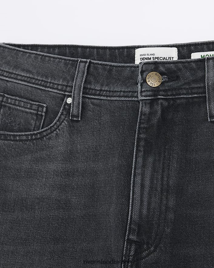 לבוש River Island ג'ינס אמא מותן גבוה שָׁחוֹר נשים BDZ4084247