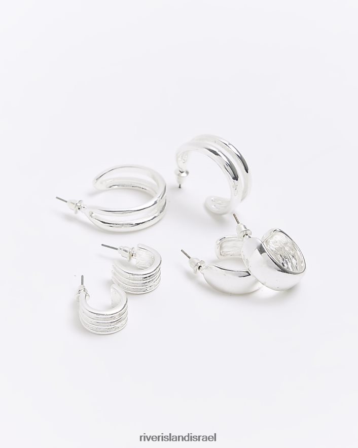 אביזרים River Island עגילי חישוק שמנמנים במארז כסף נשים BDZ4084267