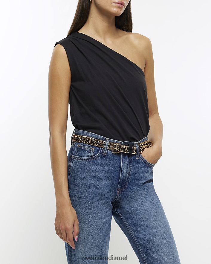 לבוש River Island חלק העליון של כתף אחת שָׁחוֹר נשים BDZ4084268