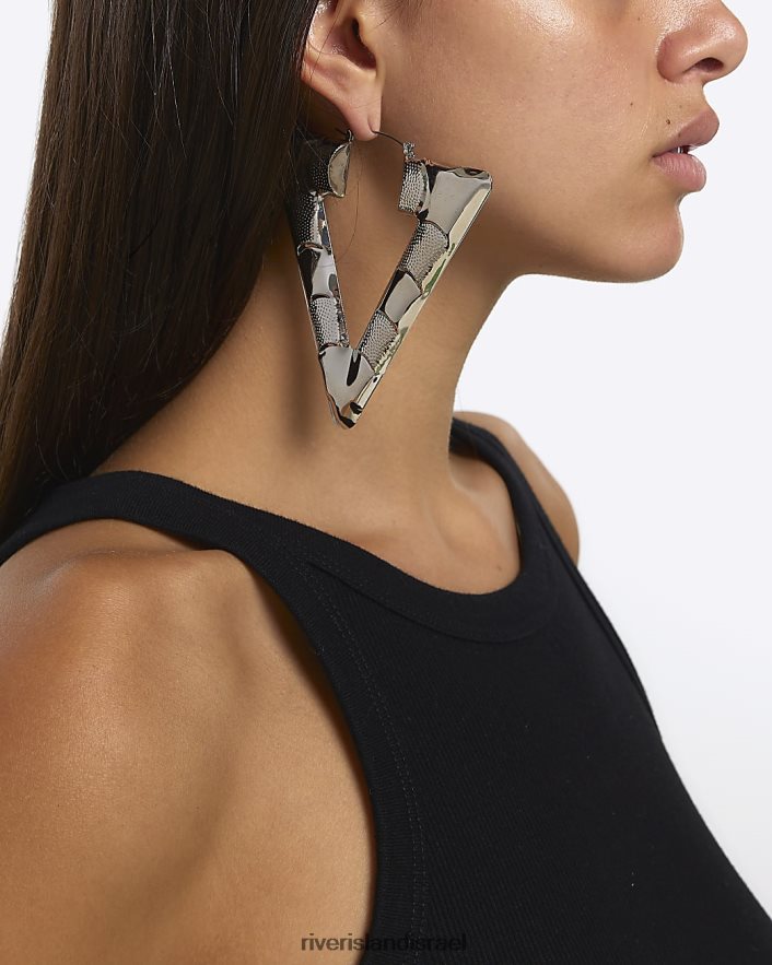 אביזרים River Island עגילי חישוק משולשים כסף נשים BDZ4084270