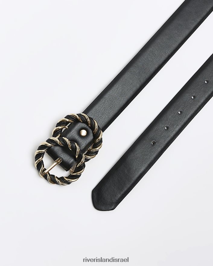 אביזרים River Island חגורת אבזם פיתול שָׁחוֹר נשים BDZ4084287