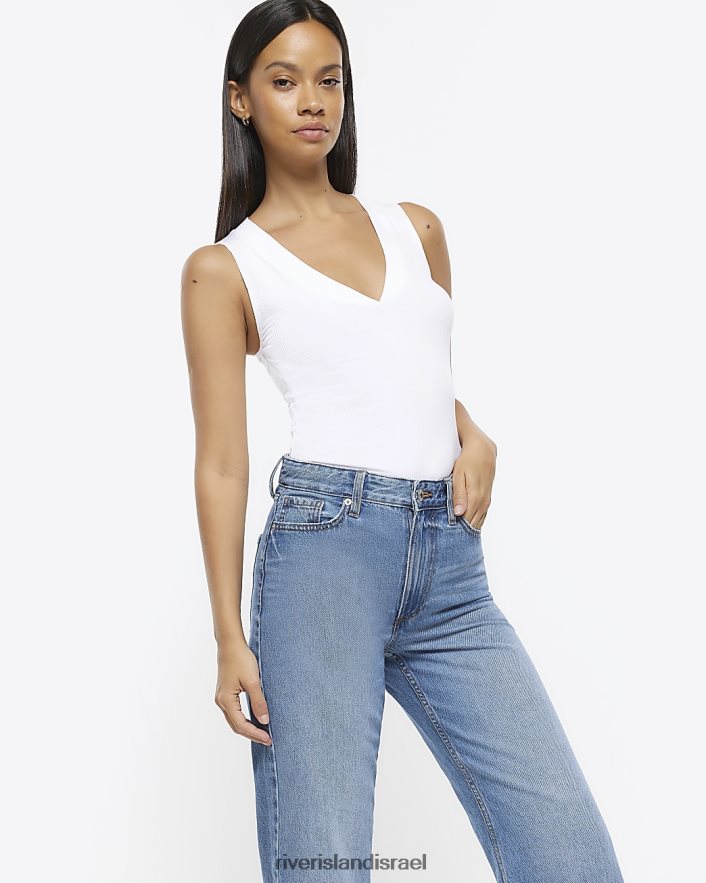 לבוש River Island מכנסי ג'ינס רגועים עם מותניים גבוהים כְּחוֹל נשים BDZ4084292