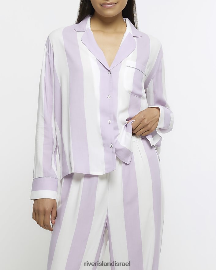 לבוש River Island חולצת פיג'מה פסים לִילָך נשים BDZ4084294