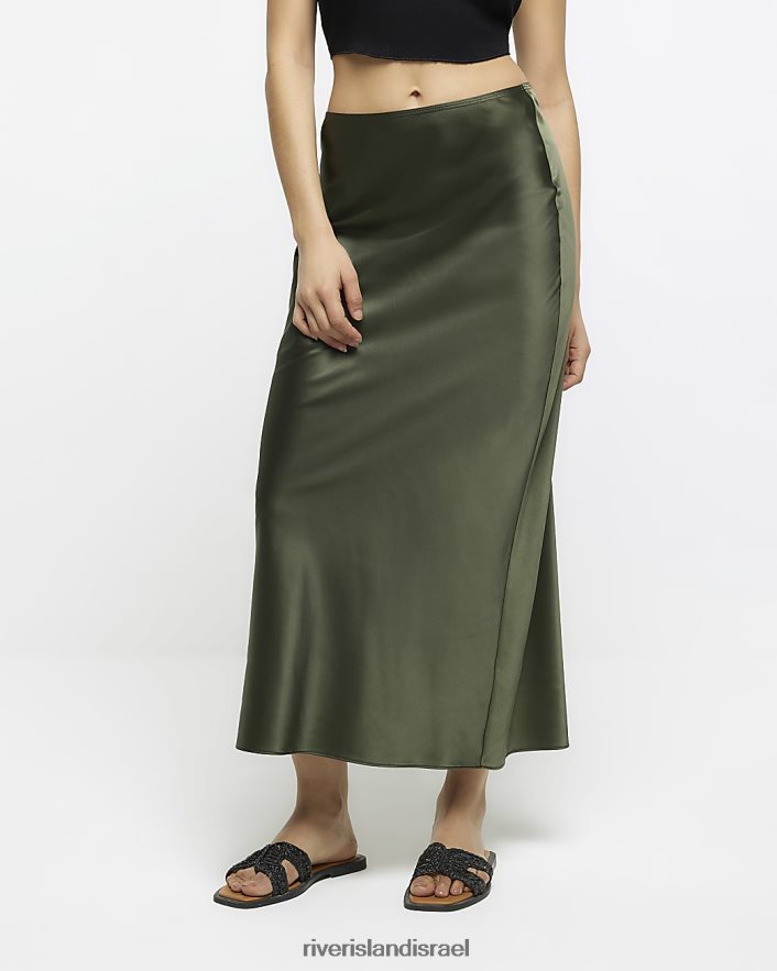 לבוש River Island חצאית מקסי סאטן חָקִי נשים BDZ40842