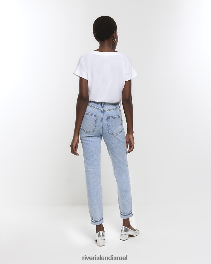 לבוש River Island מותן גבוה הפוך מכפלת ג'ינס אמא כְּחוֹל נשים BDZ4084300