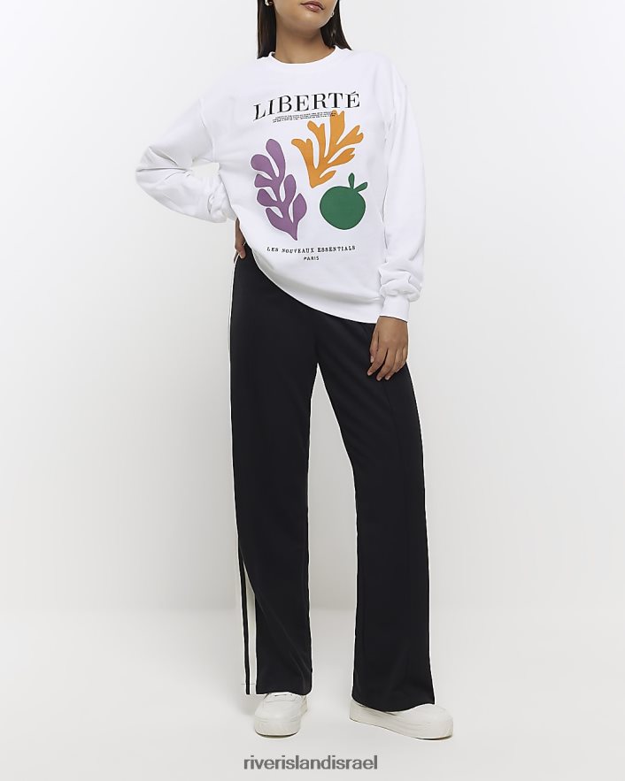 לבוש River Island סווטשירט גרפי לבן נשים BDZ4084301