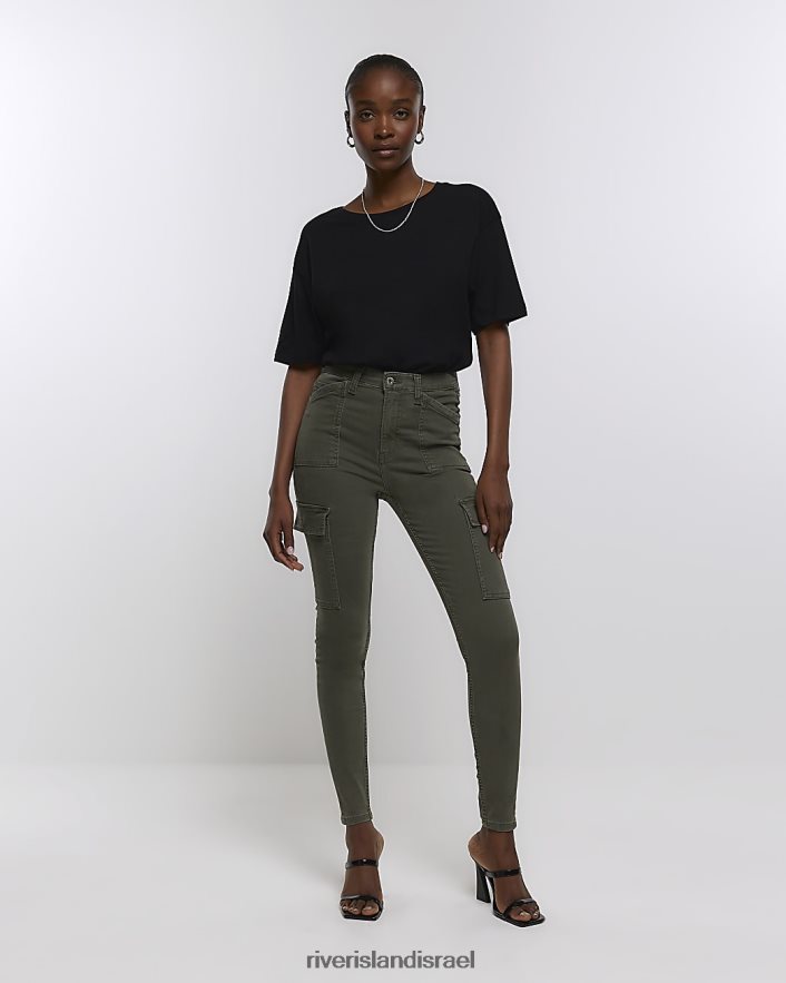 לבוש River Island אניג'ינג סקיני מטען בגזרה גבוהה חָקִי נשים BDZ4084304