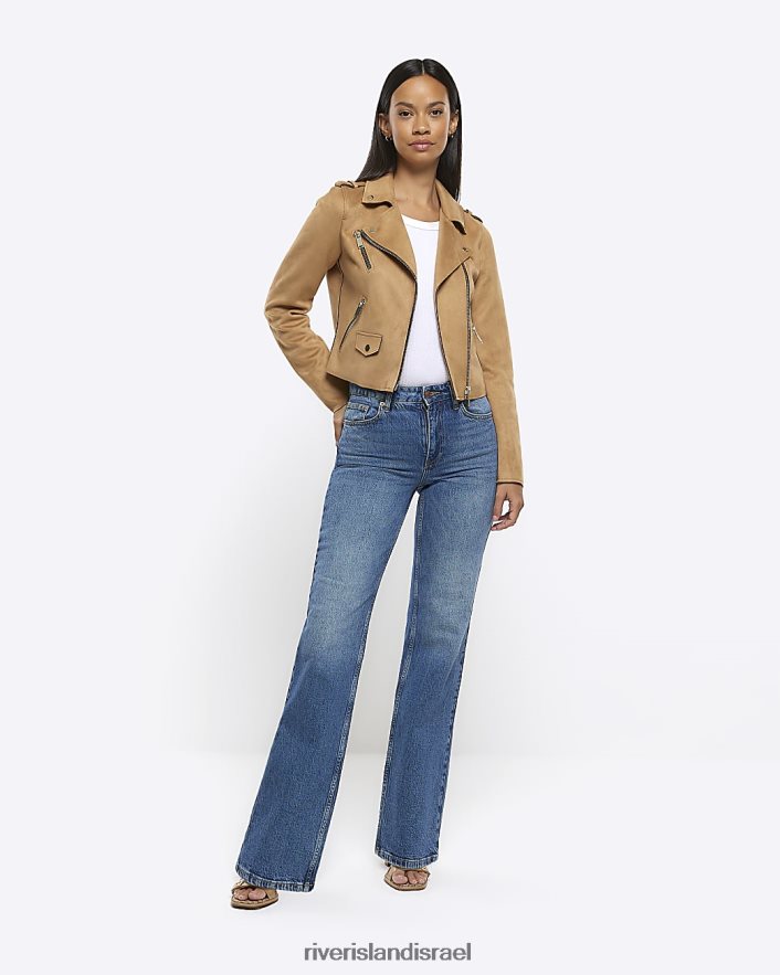 לבוש River Island ז'קט אופנוענים מלאכותי זמש חום נשים BDZ4084324
