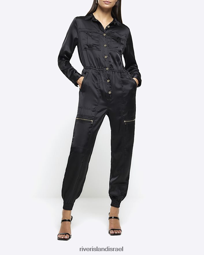 לבוש River Island סרבל סאטן שָׁחוֹר נשים BDZ4084325