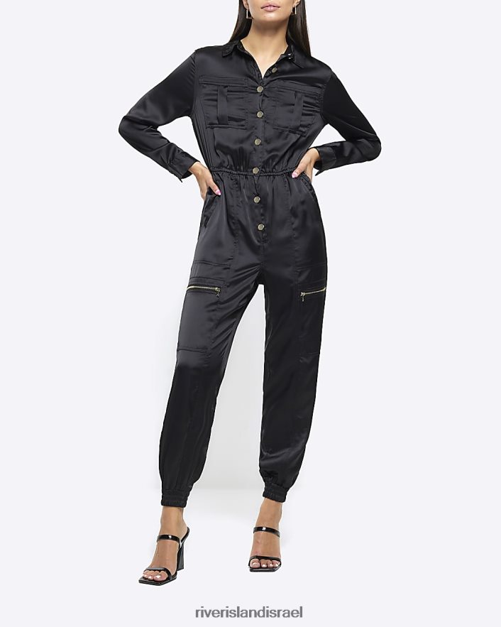 לבוש River Island סרבל סאטן שָׁחוֹר נשים BDZ4084325