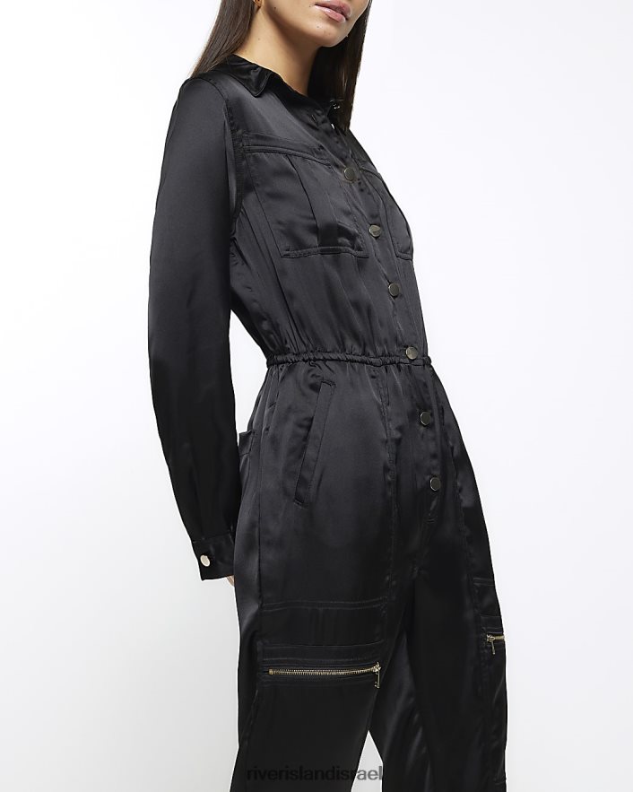 לבוש River Island סרבל סאטן שָׁחוֹר נשים BDZ4084325
