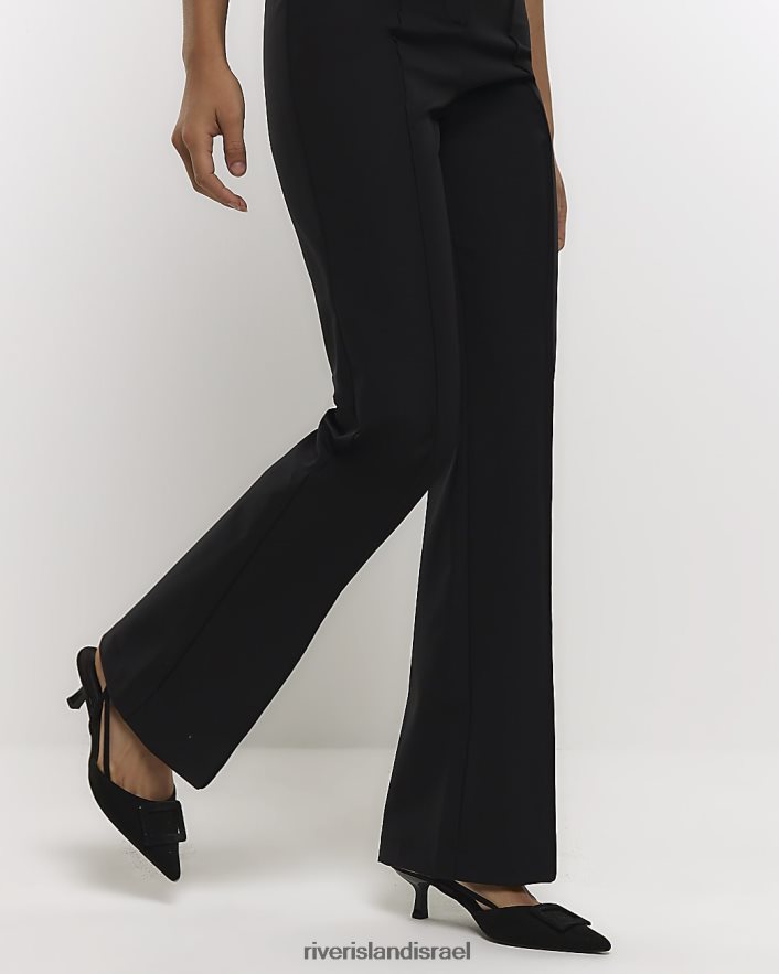 לבוש River Island מכנסיים ישרים במותן גבוה שָׁחוֹר נשים BDZ4084331