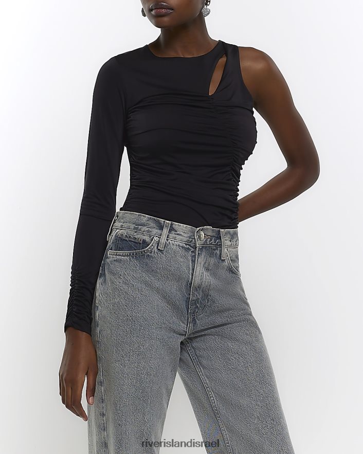 לבוש River Island חלק עליון על כתף אחת שָׁחוֹר נשים BDZ4084332