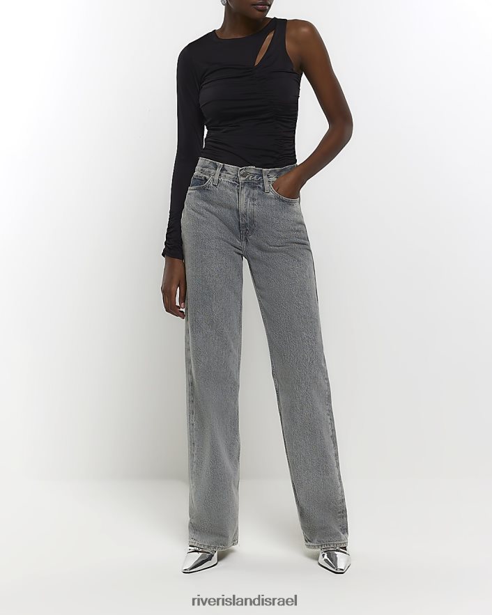 לבוש River Island חלק עליון על כתף אחת שָׁחוֹר נשים BDZ4084332