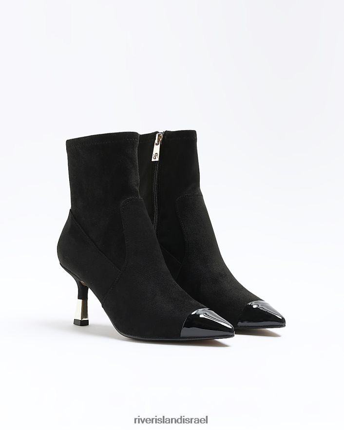 הַנעָלָה River Island מגפונים עם עקבים עם כובע אצבע שָׁחוֹר נשים BDZ408433