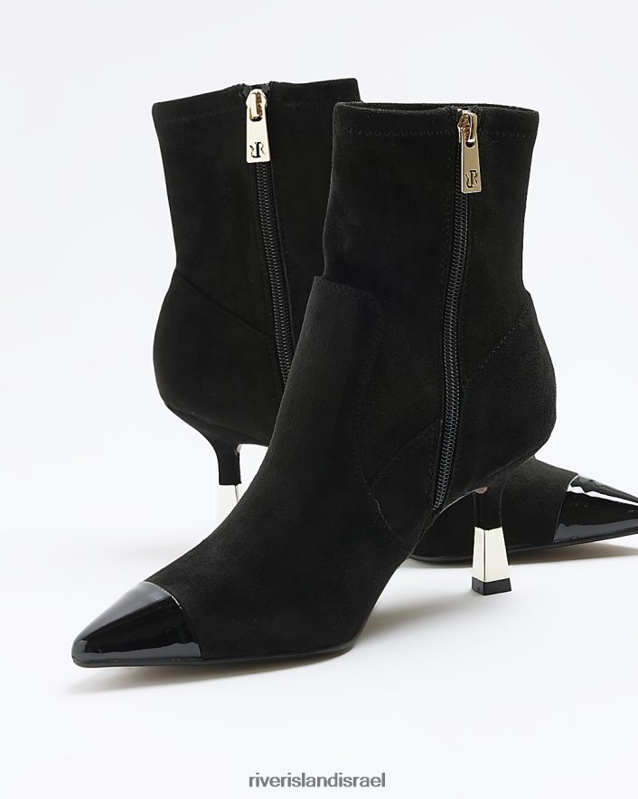 הַנעָלָה River Island מגפונים עם עקבים עם כובע אצבע שָׁחוֹר נשים BDZ408433