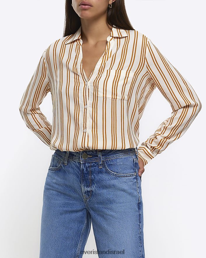 לבוש River Island חולצת פסים עם שרוולים ארוכים צהוב נשים BDZ4084342