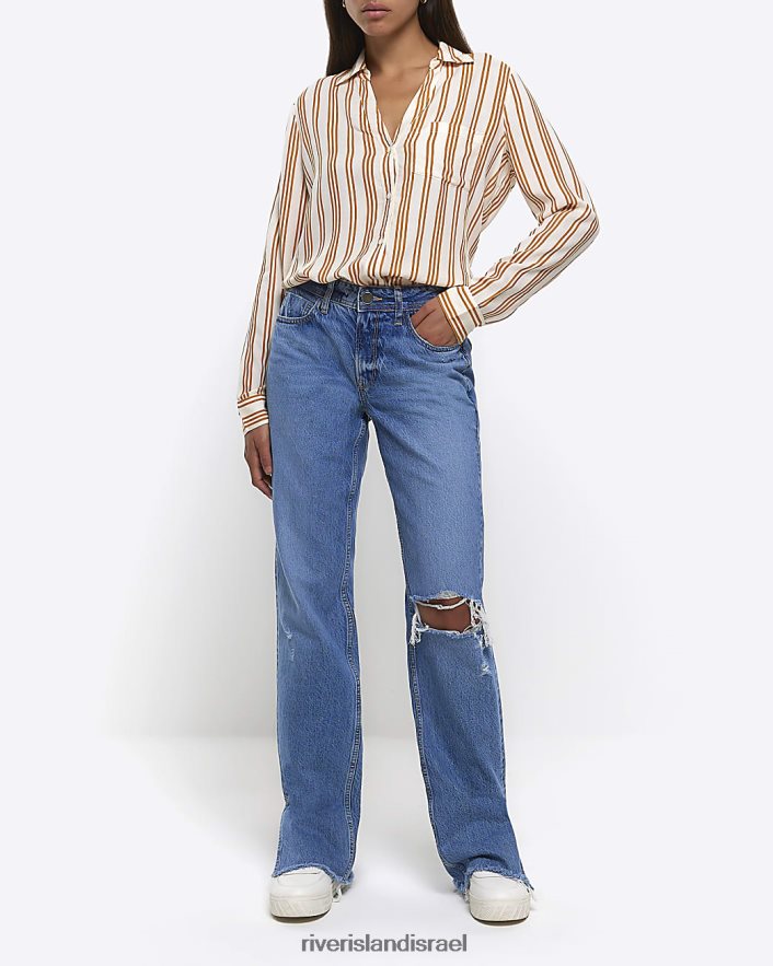 לבוש River Island חולצת פסים עם שרוולים ארוכים צהוב נשים BDZ4084342