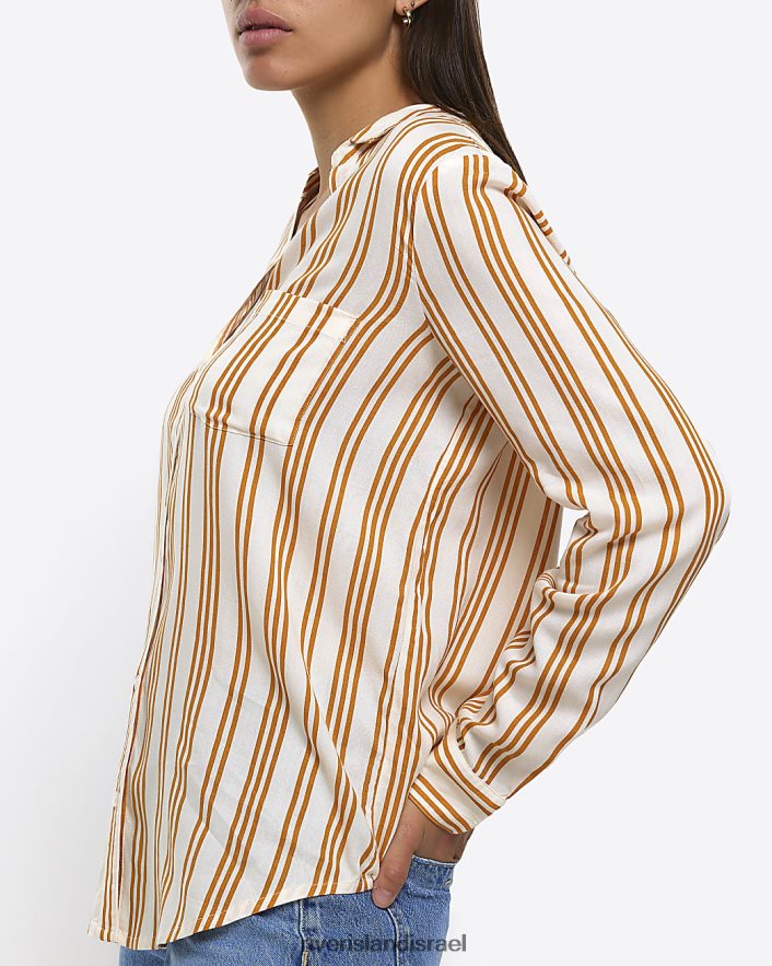 לבוש River Island חולצת פסים עם שרוולים ארוכים צהוב נשים BDZ4084342