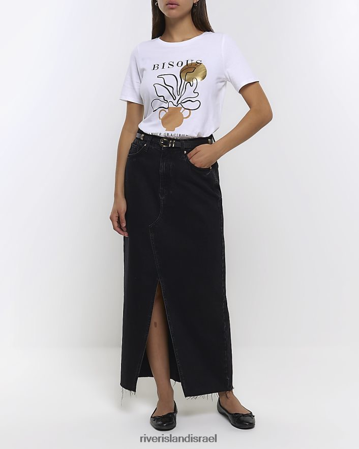 לבוש River Island חולצה גרפית לבן נשים BDZ4084344