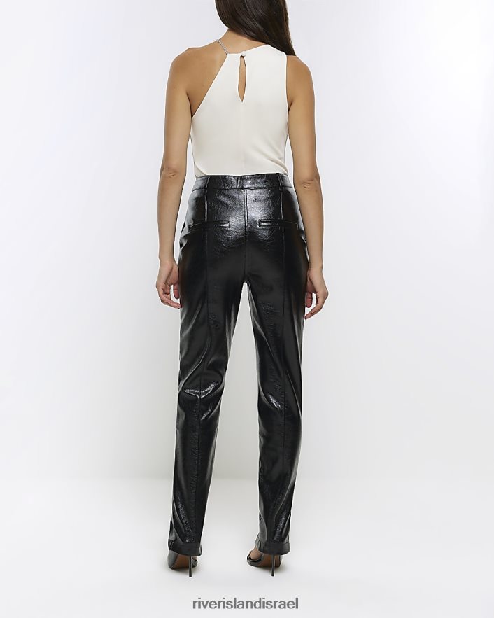 לבוש River Island מכנסיים מפוצלים מעור מלאכותי שָׁחוֹר נשים BDZ4084345