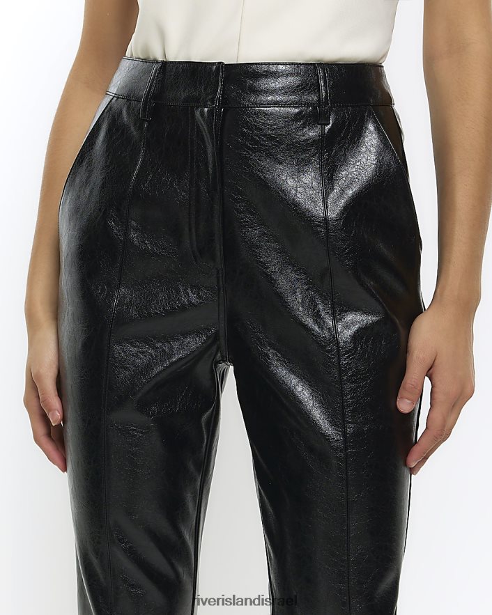 לבוש River Island מכנסיים מפוצלים מעור מלאכותי שָׁחוֹר נשים BDZ4084345