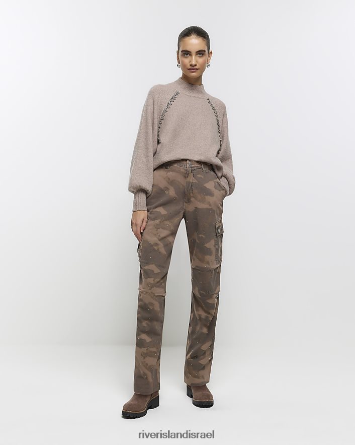 לבוש River Island מכנסי מטען מעוטרים בקאמו חָקִי נשים BDZ4084348