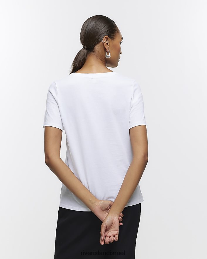 לבוש River Island חולצת טריקו גרפית פרחונית לבן נשים BDZ4084351