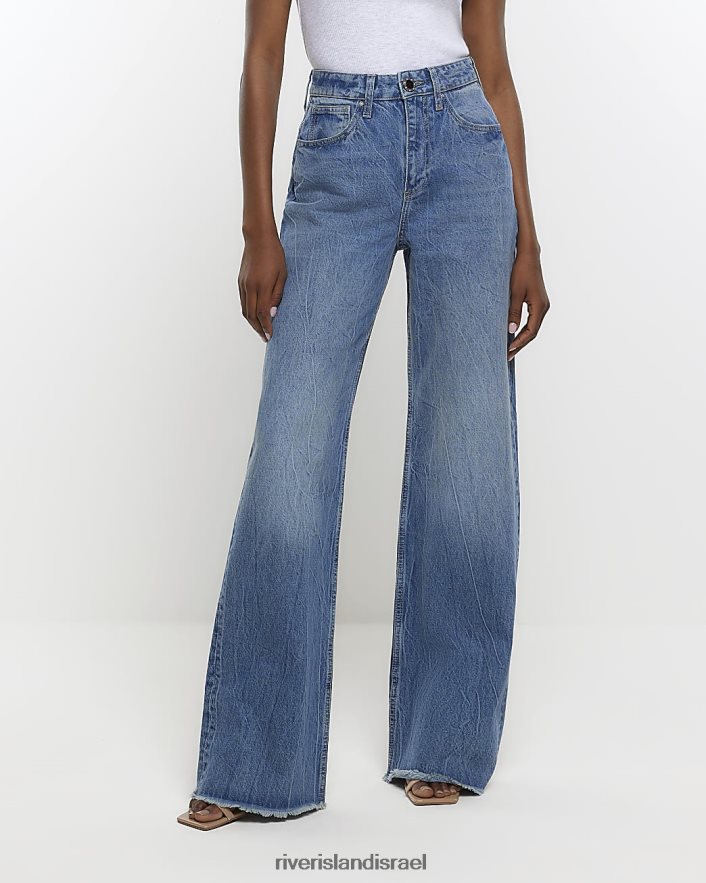 לבוש River Island ג'ינס רגליים רחבות מותן גבוה כְּחוֹל נשים BDZ4084354