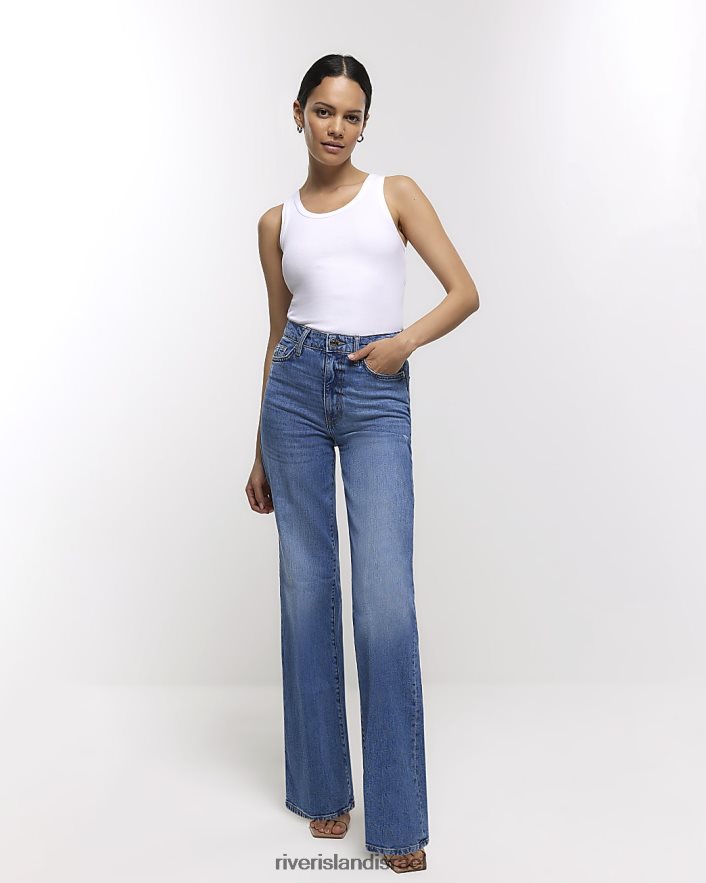 לבוש River Island ג'ינס רחב מותן גבוה כְּחוֹל נשים BDZ4084358