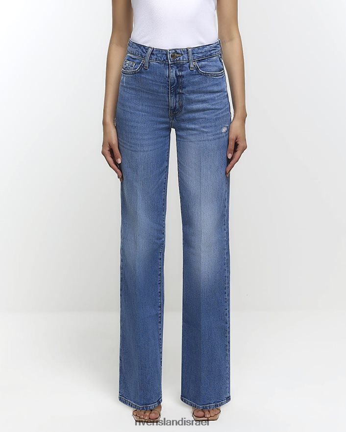 לבוש River Island ג'ינס רחב מותן גבוה כְּחוֹל נשים BDZ4084358