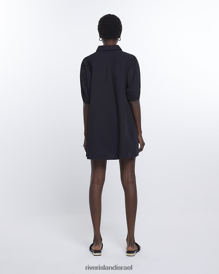 לבוש River Island שמלת מיני חולצה עם שרוולים קצרים שָׁחוֹר נשים BDZ408436