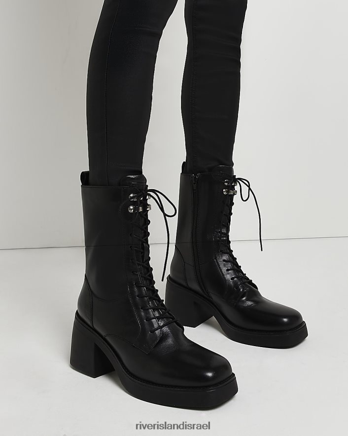 הַנעָלָה River Island מגף קרסול עם שרוכים שָׁחוֹר נשים BDZ4084380