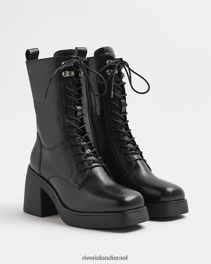 הַנעָלָה River Island מגף קרסול עם שרוכים שָׁחוֹר נשים BDZ4084380