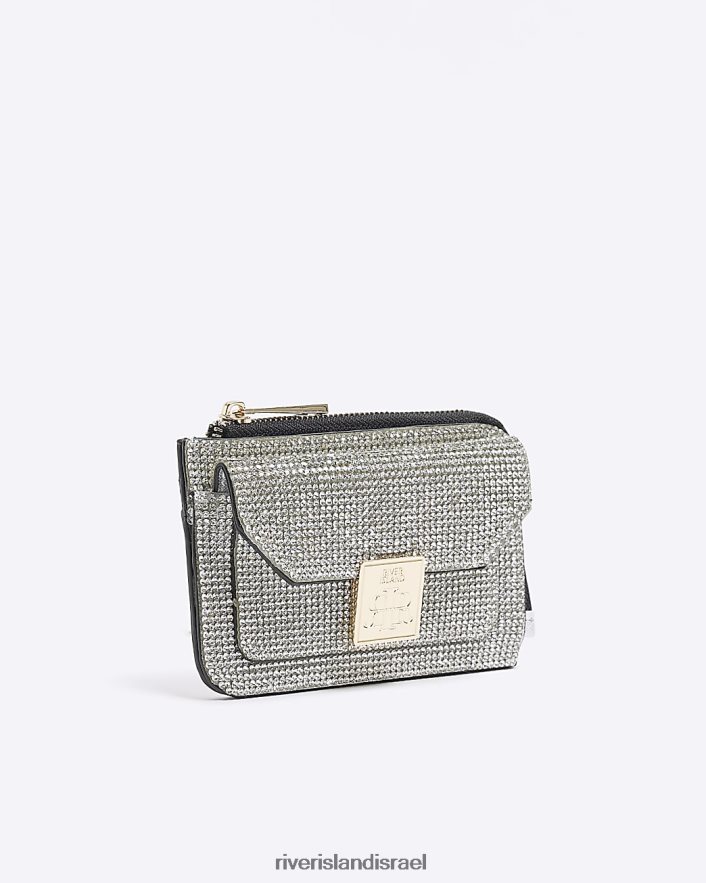 אביזרים River Island מחזיק כרטיסים מעוטר מתכתי כסף נשים BDZ4084388