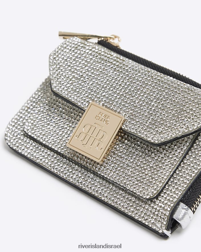 אביזרים River Island מחזיק כרטיסים מעוטר מתכתי כסף נשים BDZ4084388