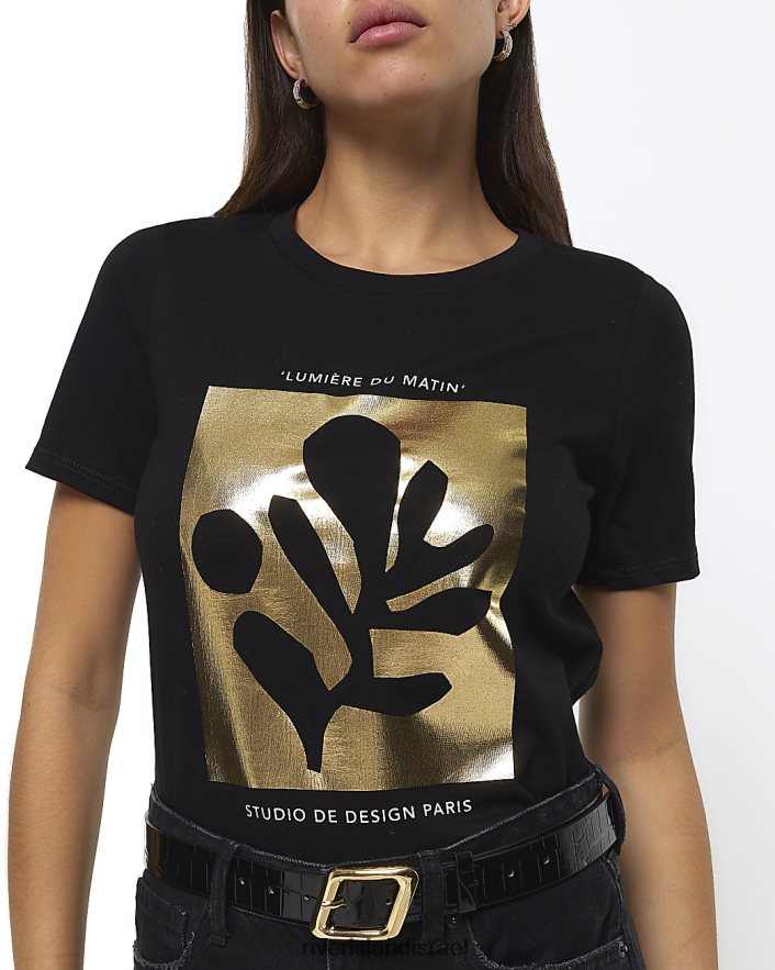 לבוש River Island חולצה גרפית שָׁחוֹר נשים BDZ4084391