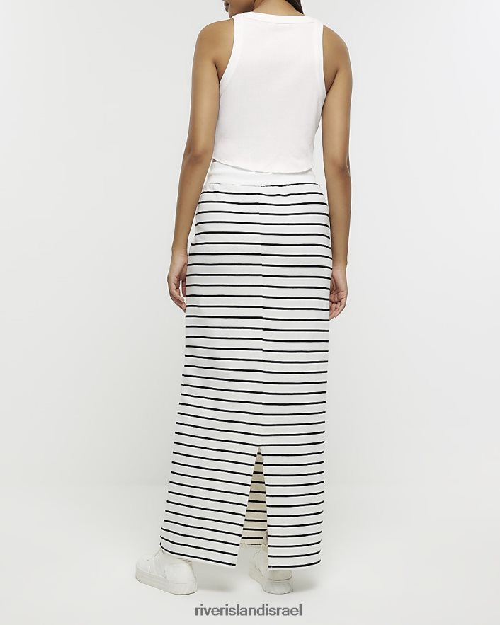 לבוש River Island חצאית מידי זיעה פסים קרם נשים BDZ4084397